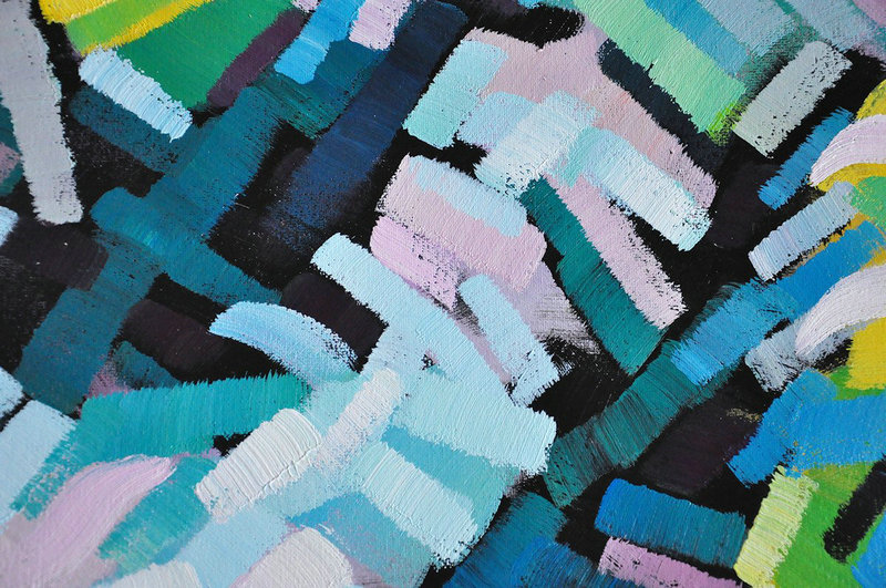 Hand Made Abstract Art,Oversized Abstract Landscape Painting,Contemporary Art Acrylic Painting,Black,Green,Blue,White.etc
